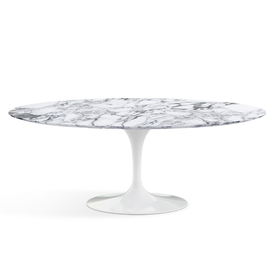 Saarinen Oval Dining Table 244 / White / Arabescato marble Coated