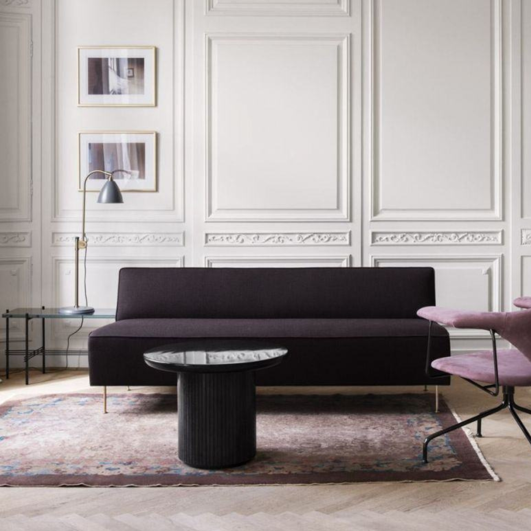 Moon Coffee Table - Round 120 / Grey Emperador marble