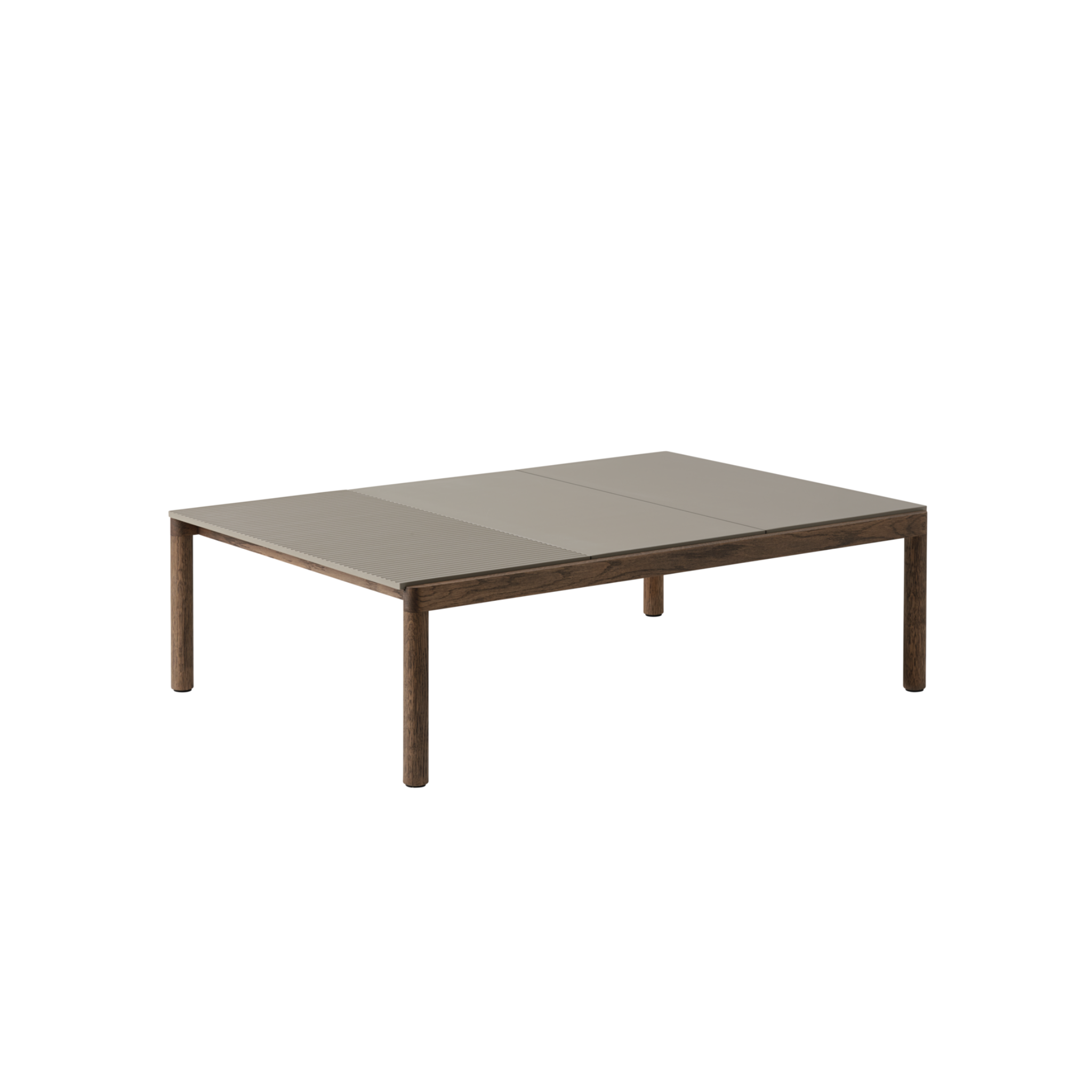 Couple Coffee Table / Dark Oiled Oak / plain & wavy Taupe