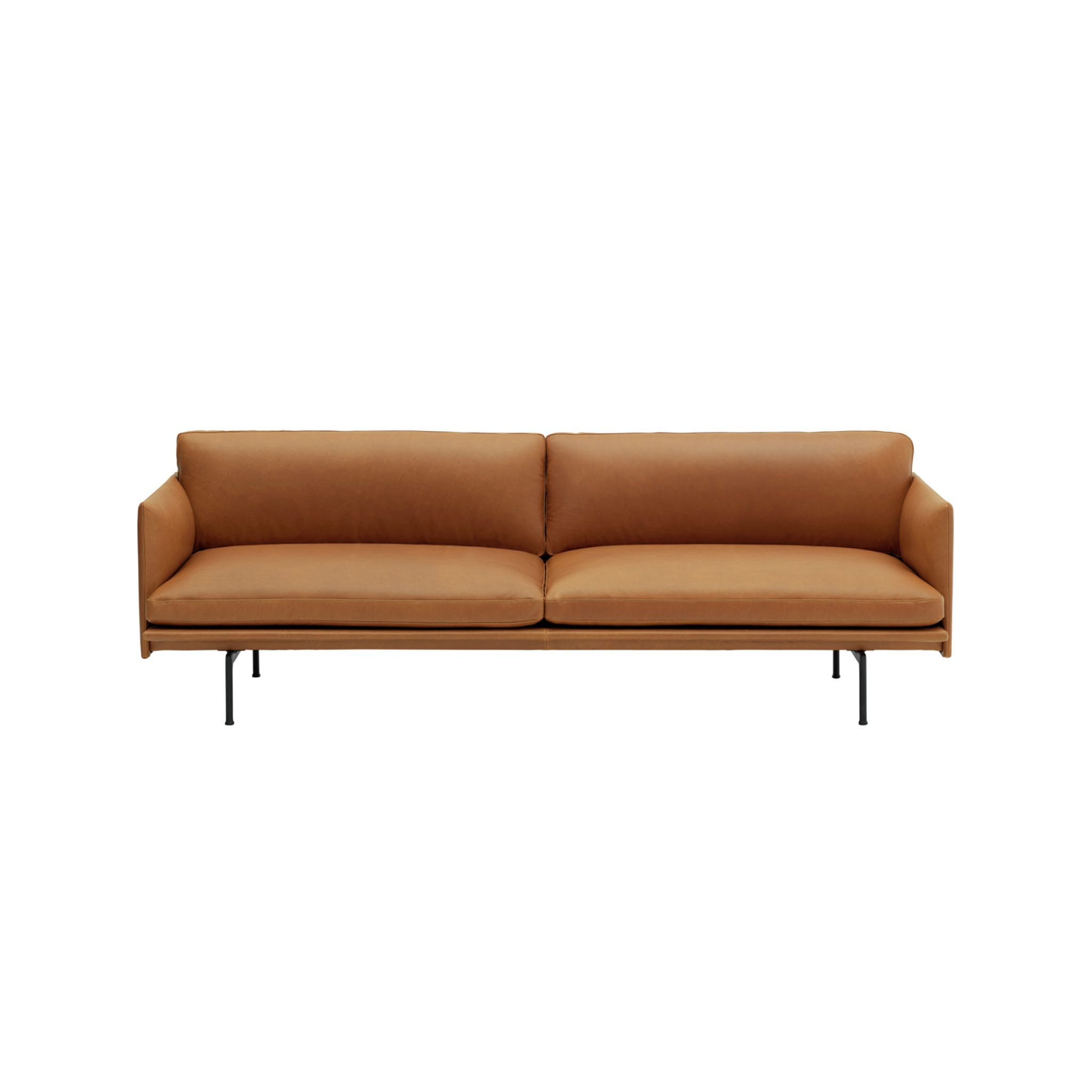 Outline Sofa 3-seater / Aluminum / Leather Cognac