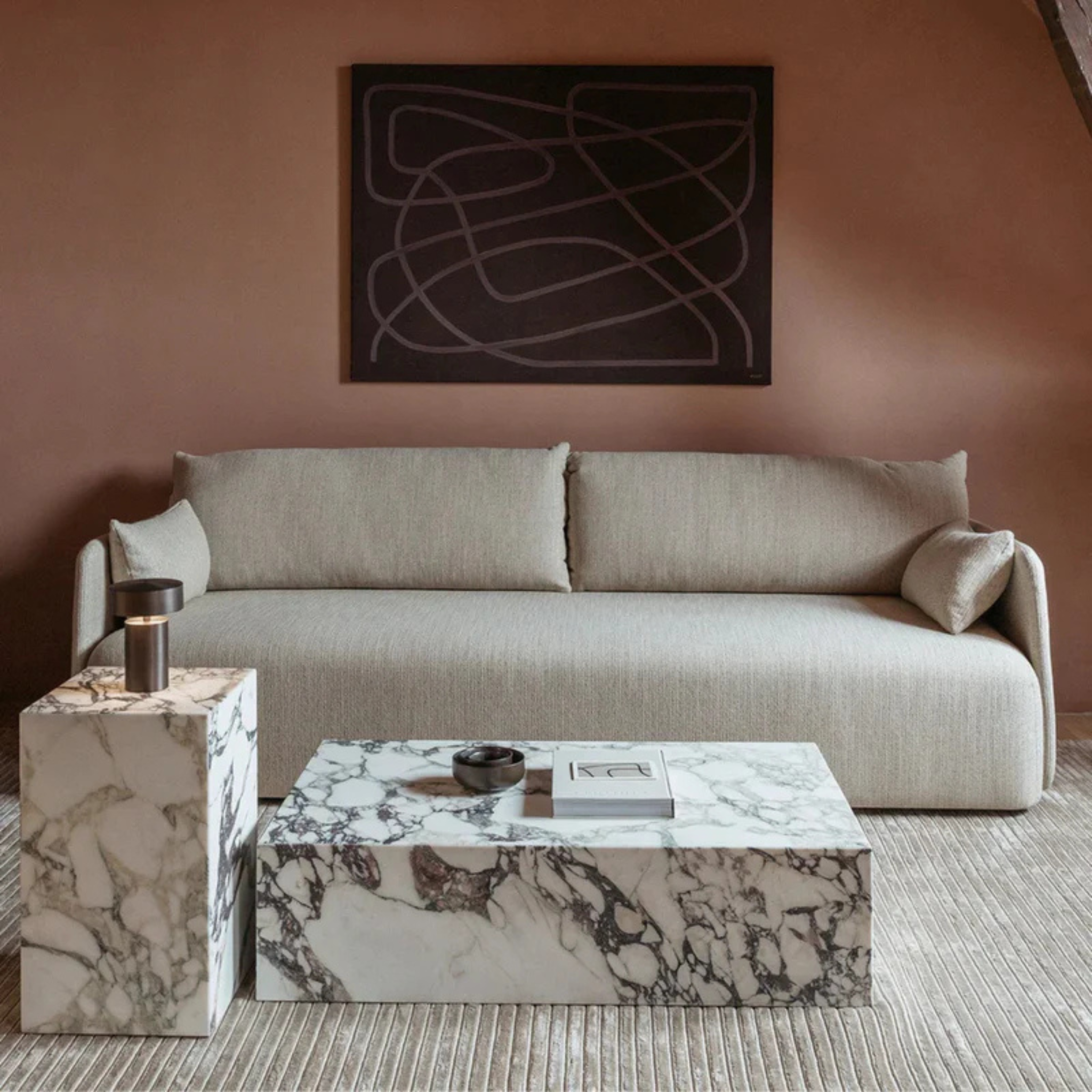 Plinth Coffee Table - Low / Calacatta Viola Marble / Rose