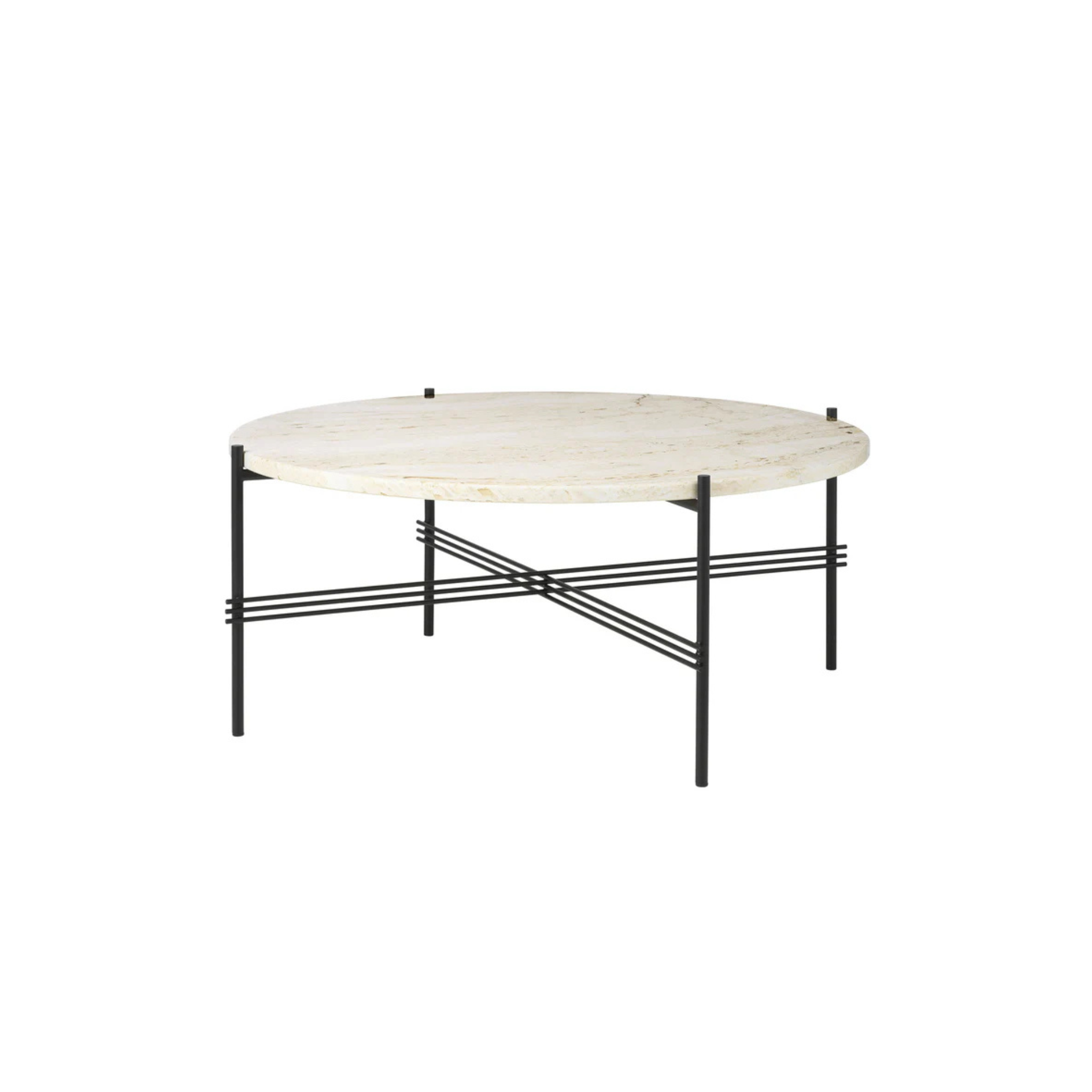 TS Coffee Table - Round 80 / Black / White Travertine