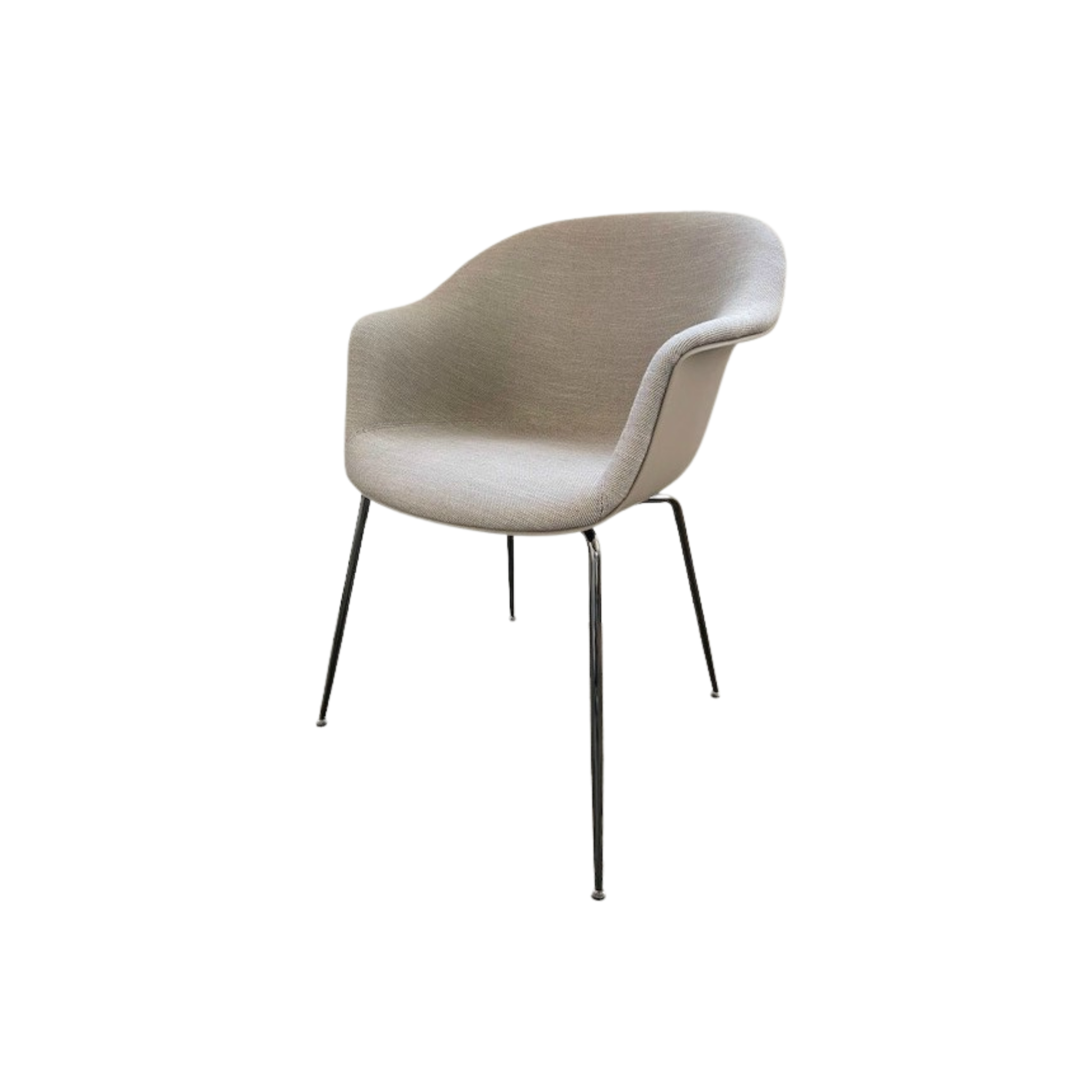 Bat Dining Chair - Front upholstered - Black chrome - New beige - Dedar Sinequanon 008