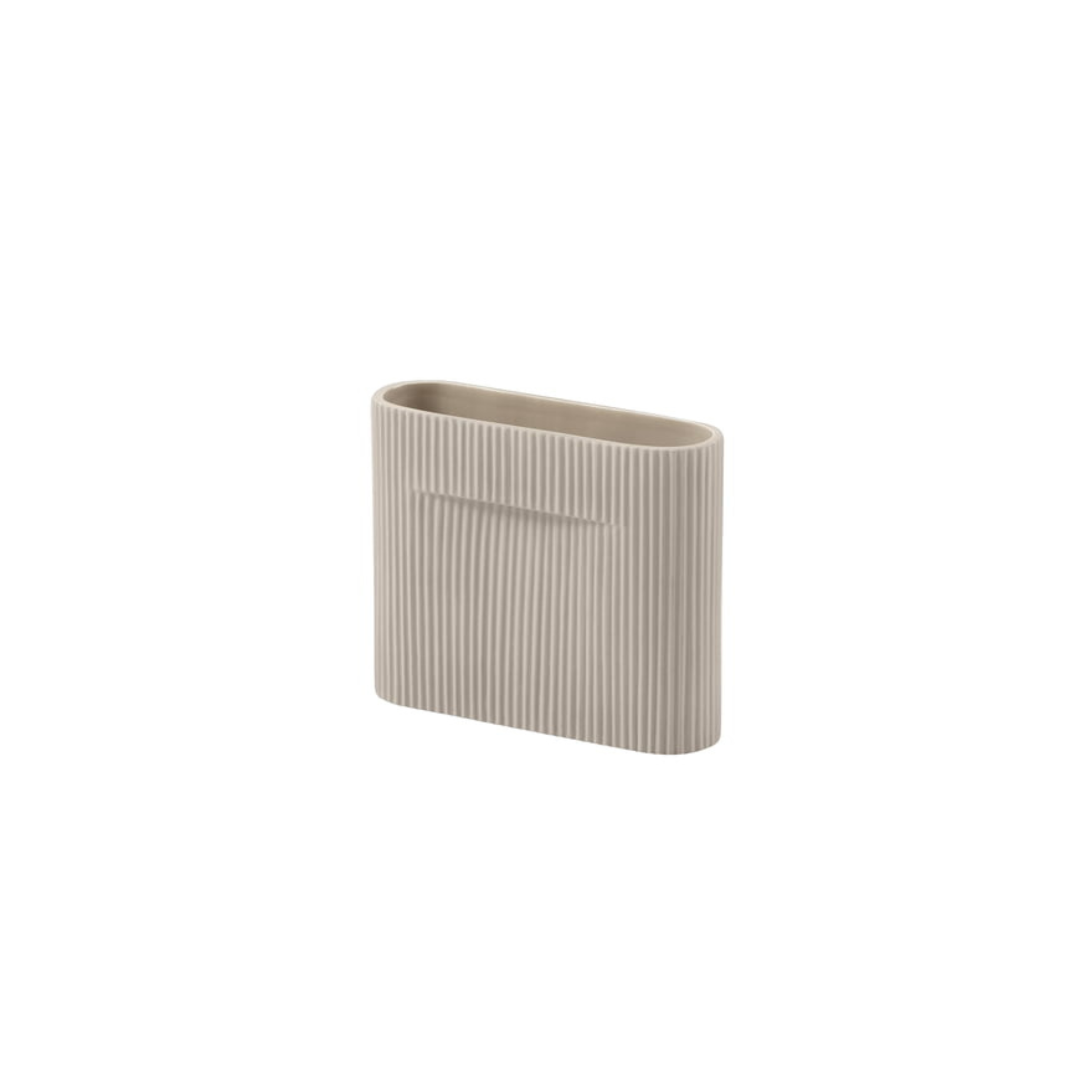Ridge Vase/ Beige/ H 16.5