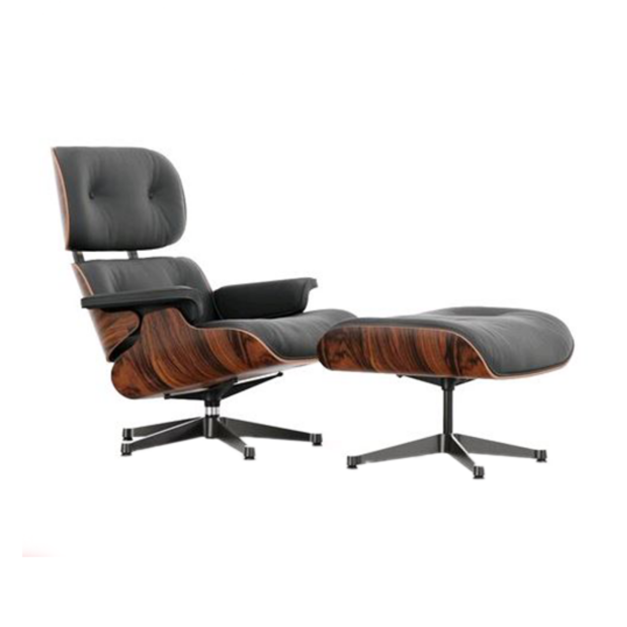Eames Lounge Chair & Ottoman - Santos Palisander / Leather Natural Black