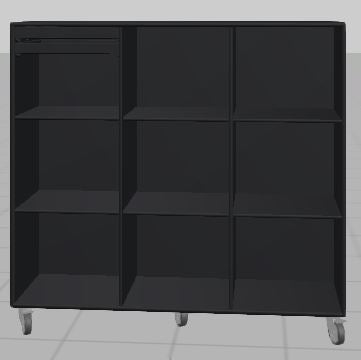 Storage unit custom / Castors / Black / Shelves and 2 trays (damaged)