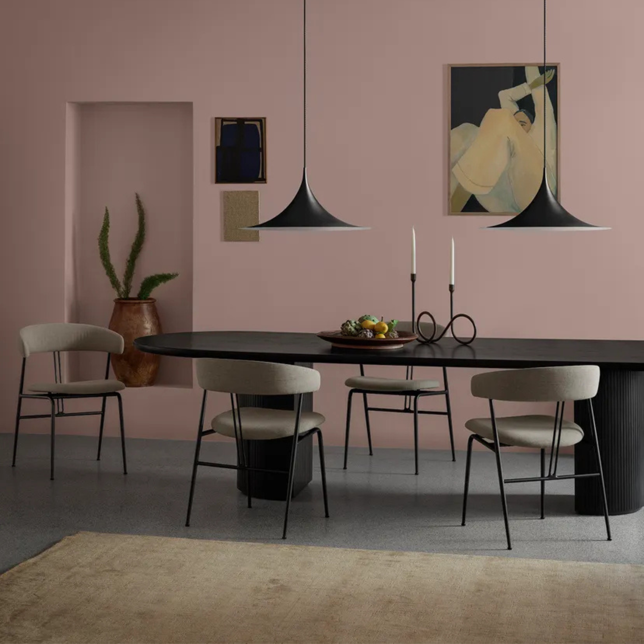 Moon Dining Table - Elliptical 258x101 / Brown-black stained veneer