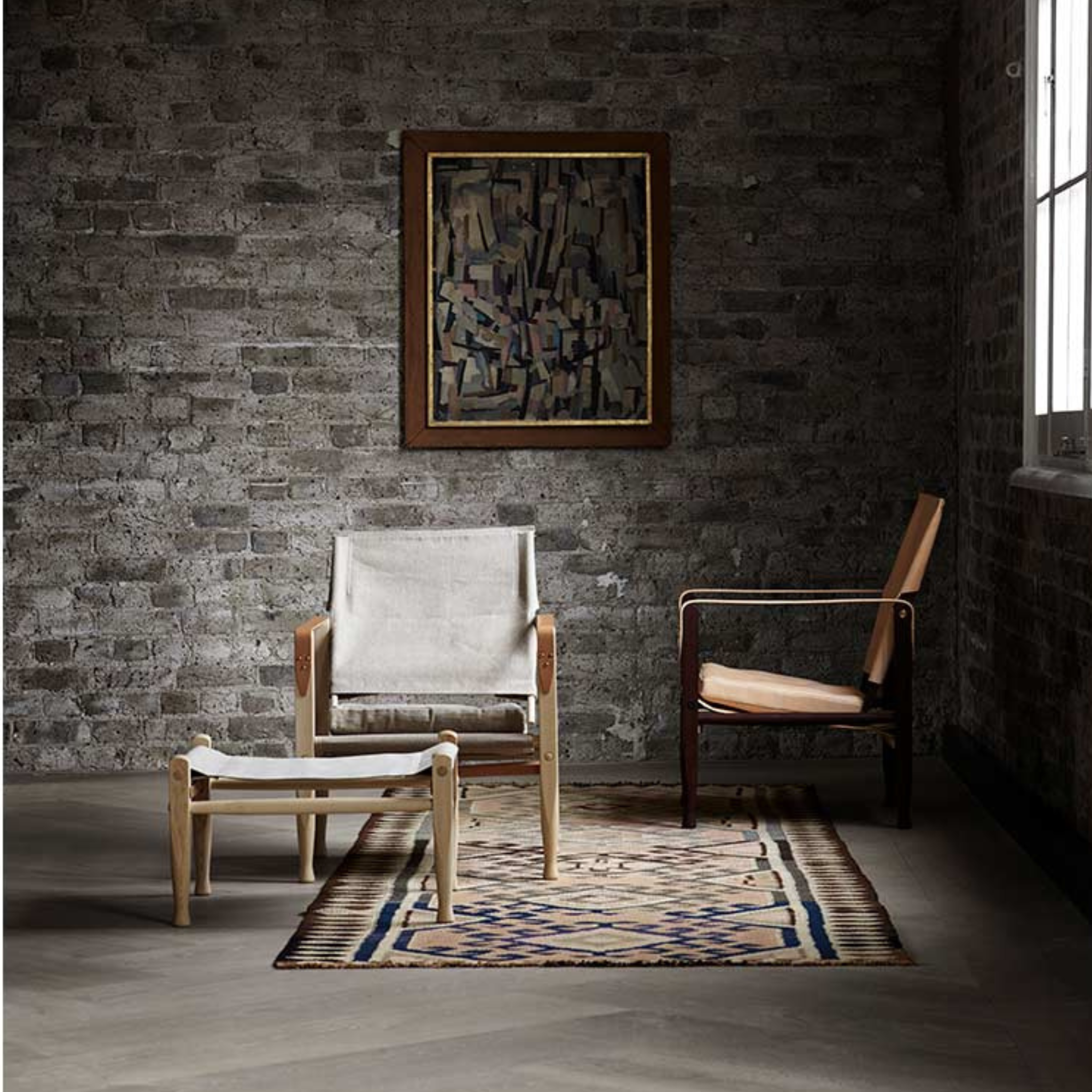 KK47000 - Safari Chair - Ash White Oil - Natural Canvas