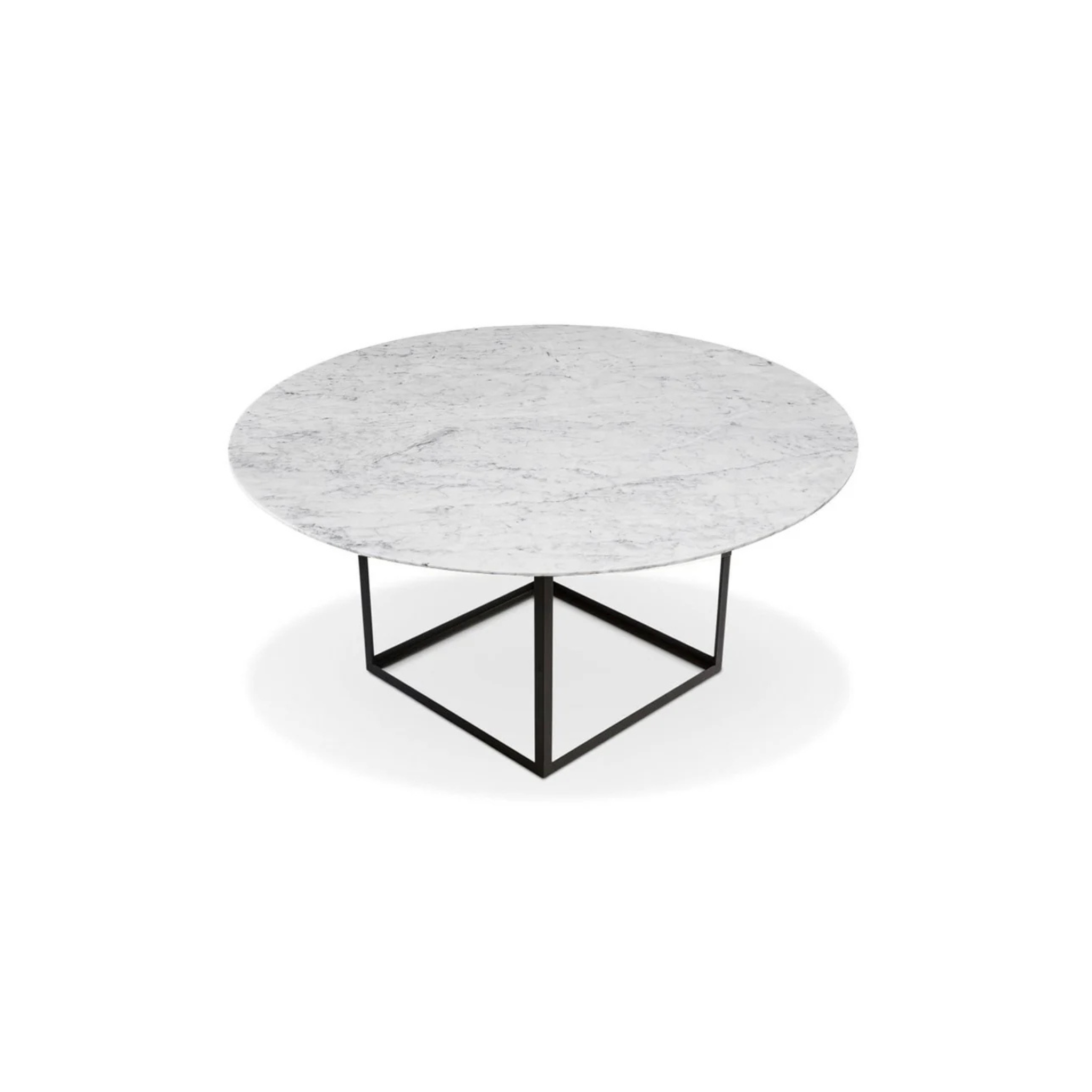 Jewel Table Round - Black / White Carrara Marble