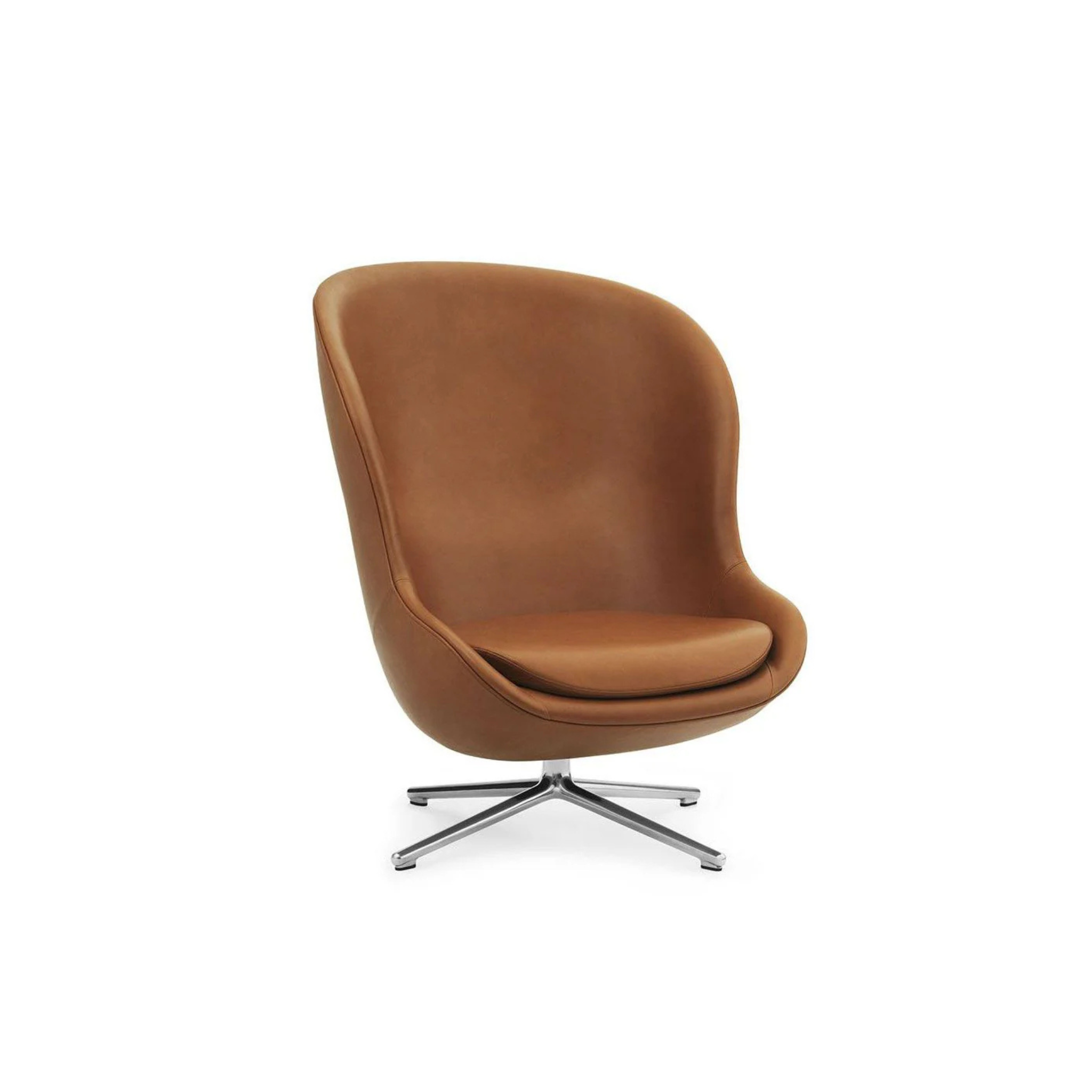 Hyg Lounge Chair High back / Black / Leather Ultra Brandy