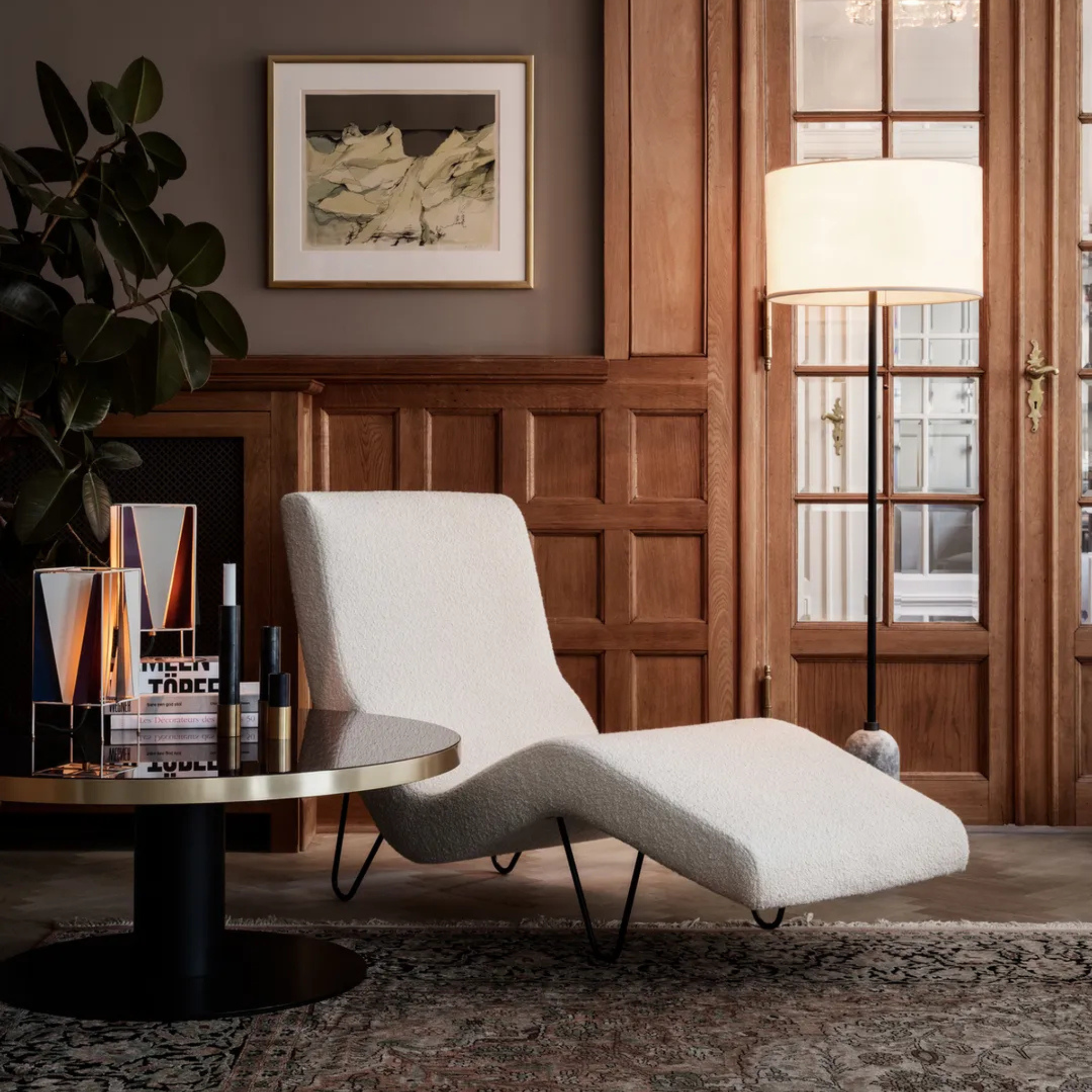 Gravity Floor Lamp/ Grey Marble/ Canvas Shade
