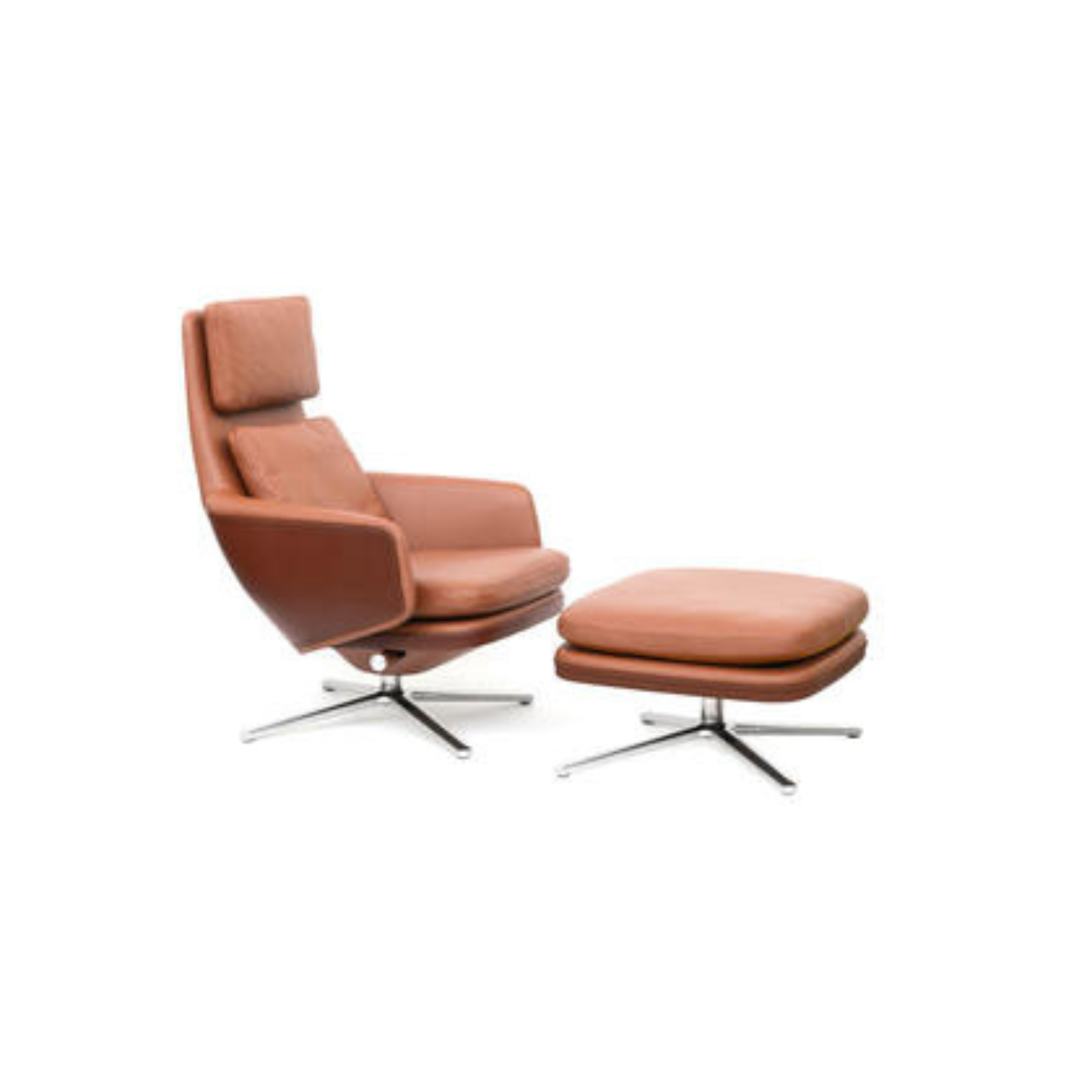 Grand Relax & Ottoman / Polished / Leather Premium cognac