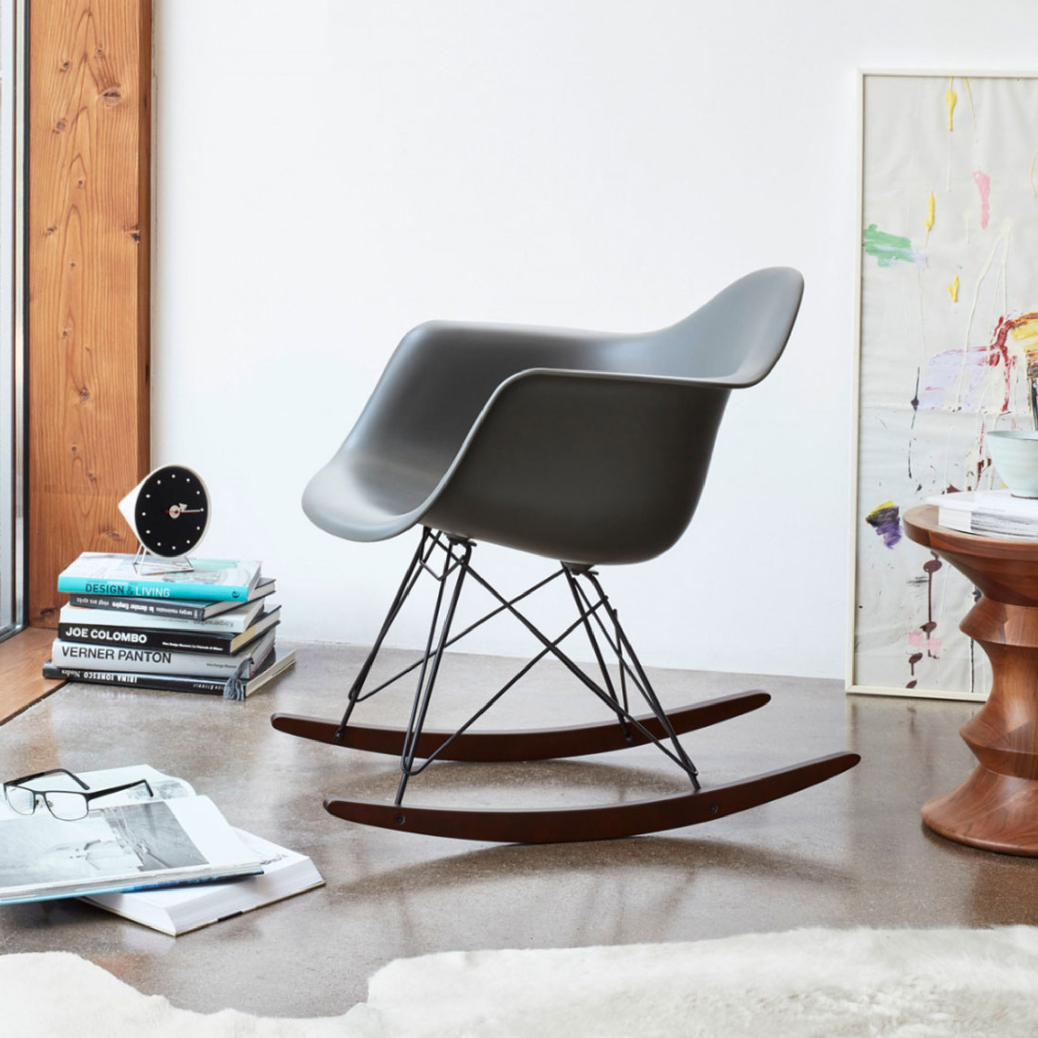 Eames Plastic Chair RAR / Granite grey / Dark maple