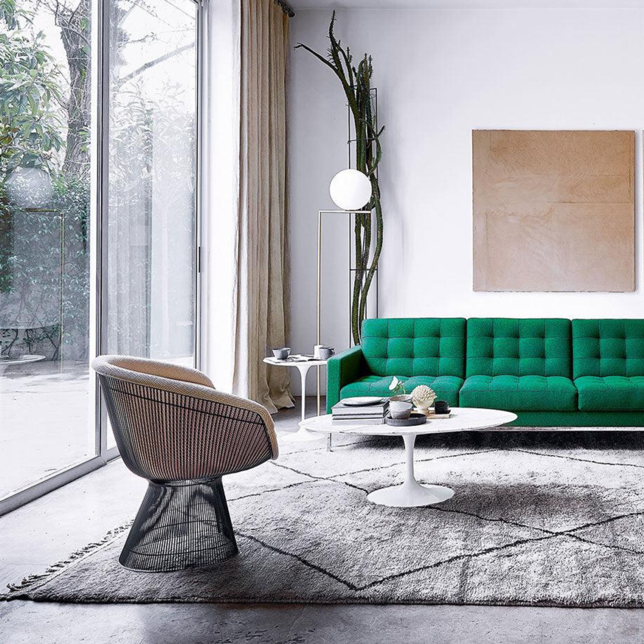 Platner Lounge Chair / Metallic Bronze / Fabric Curly Ivory