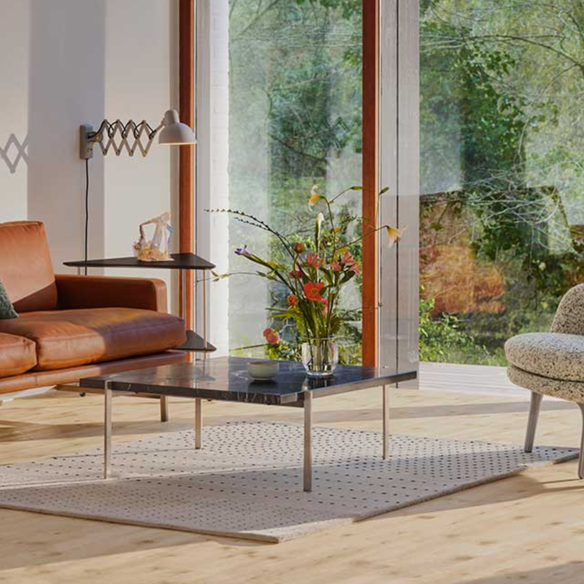 PK61 - Coffee Table / Marble Grey-White rolled