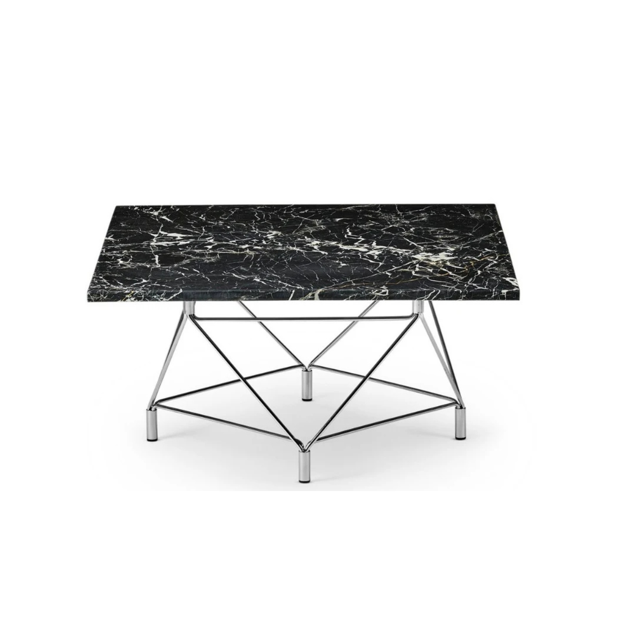 Spider Coffee Table Square 120 x 120 cm / Wooden marble / Stainless steel