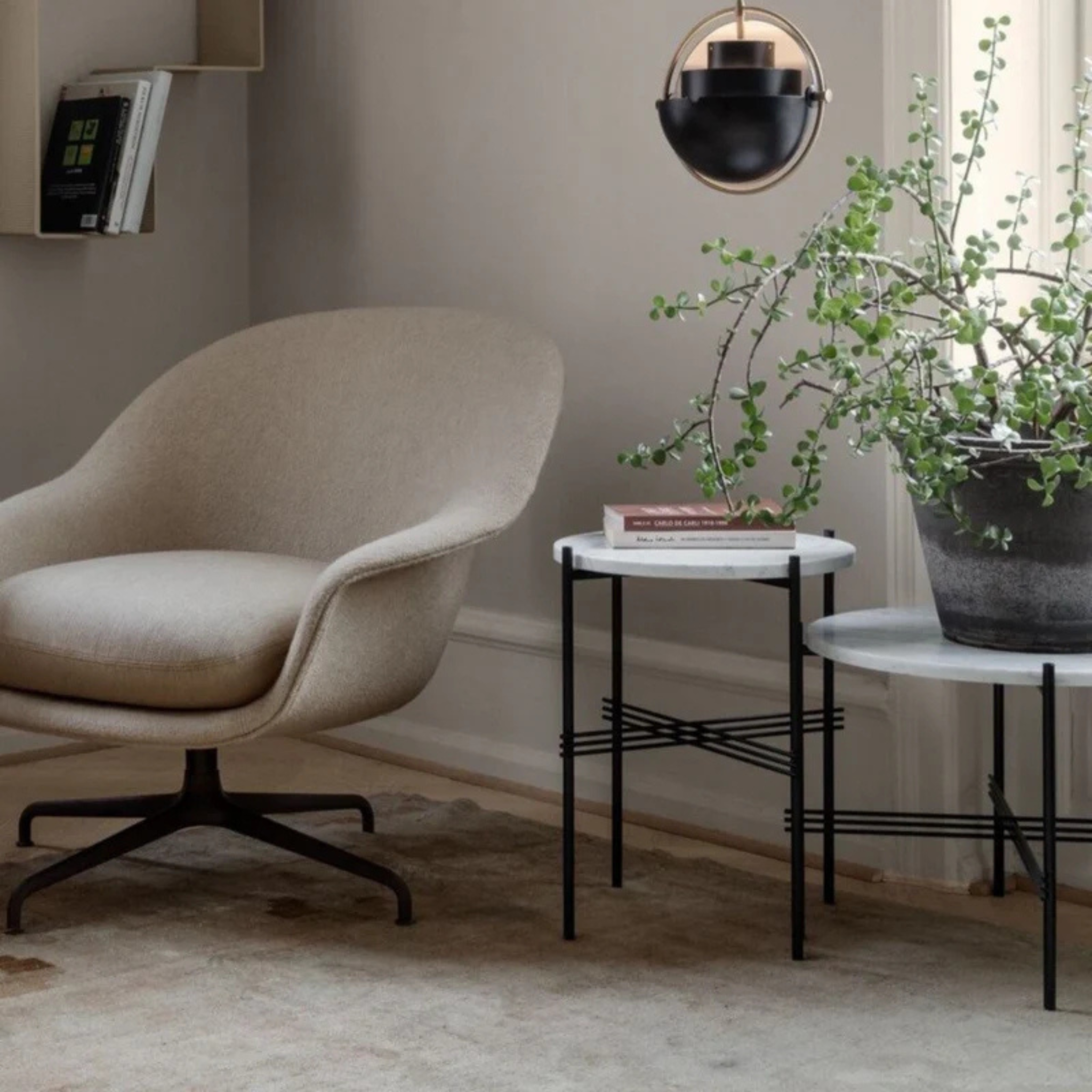 TS Side Table - 40 / Brass / Carrara marble