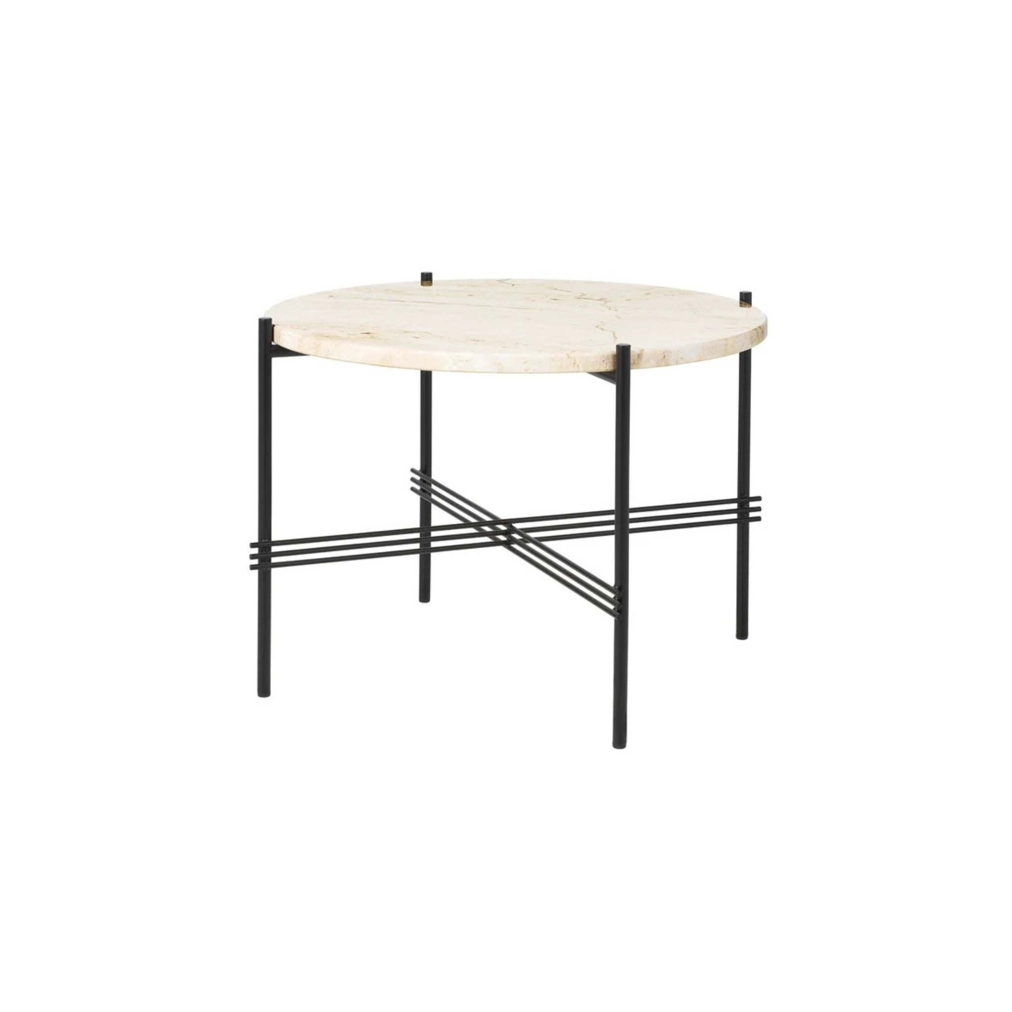 TS Coffee Table - Round 55 / Black / White Travertine