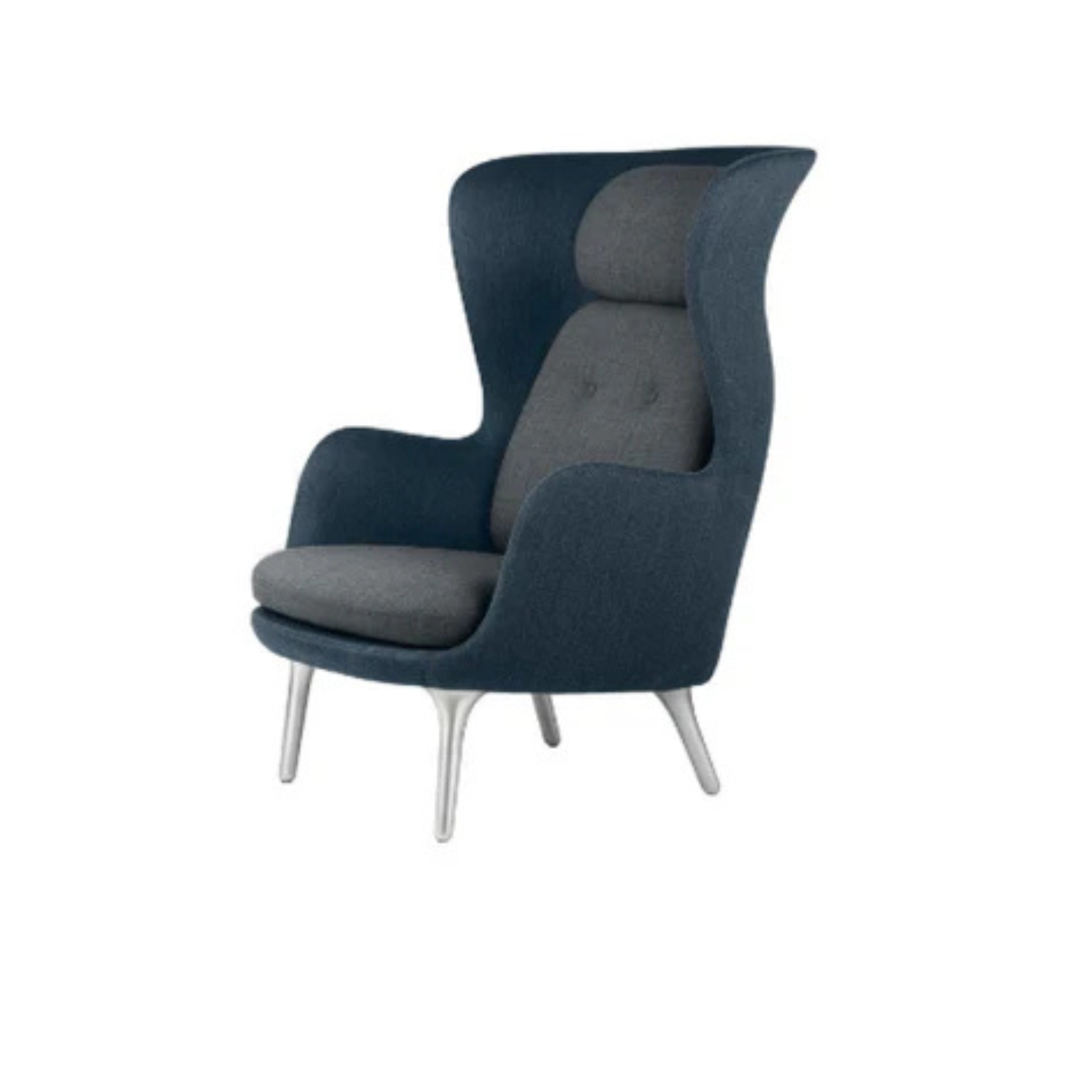 JH1 - Ro Lounge Chair Brushed aluminium legs / Fabric Gabriel Mood 2103 Shell / Gabriel Swing 51303 Cushion