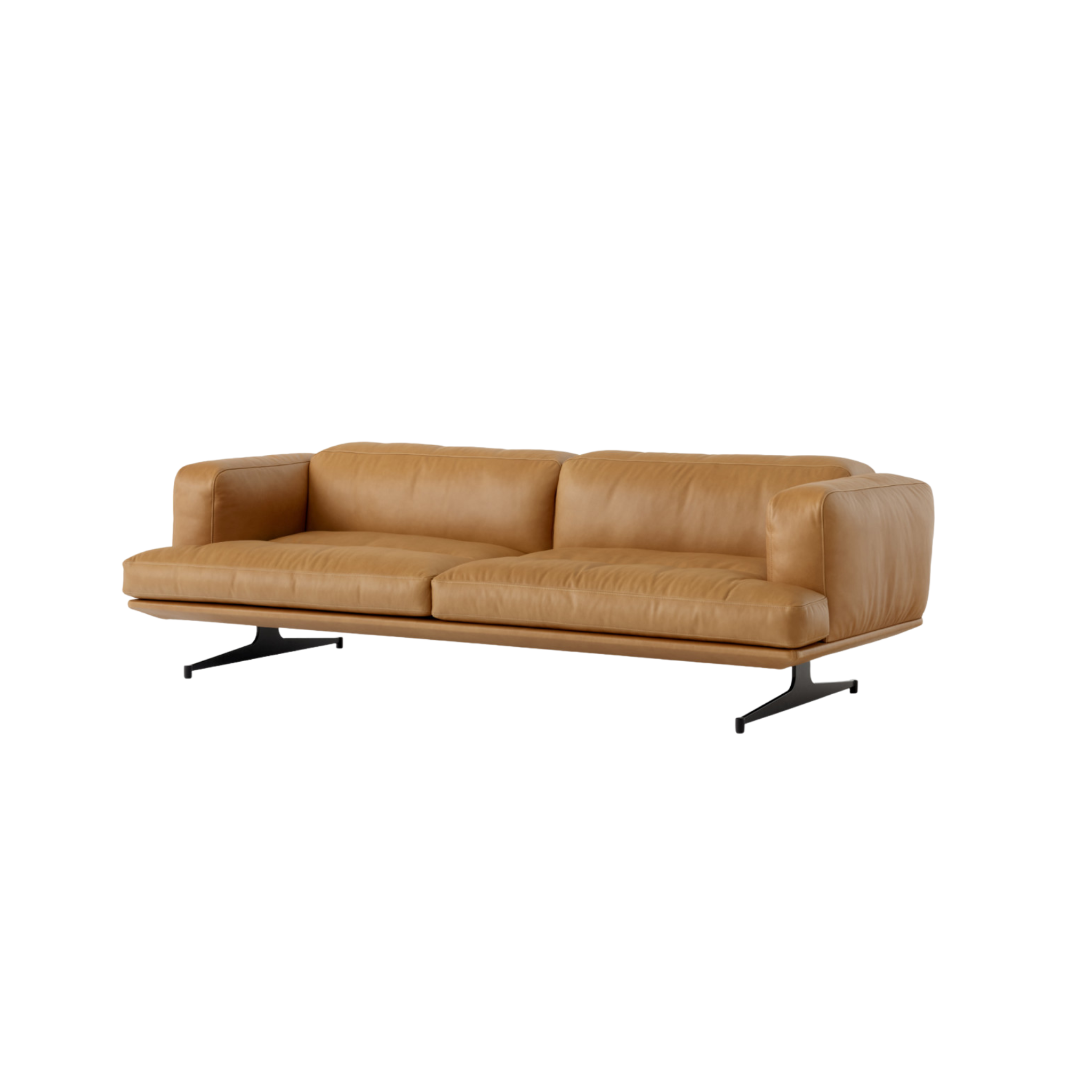 AV23 - Inland 3-seater sofa - Black base - Leather Cognac