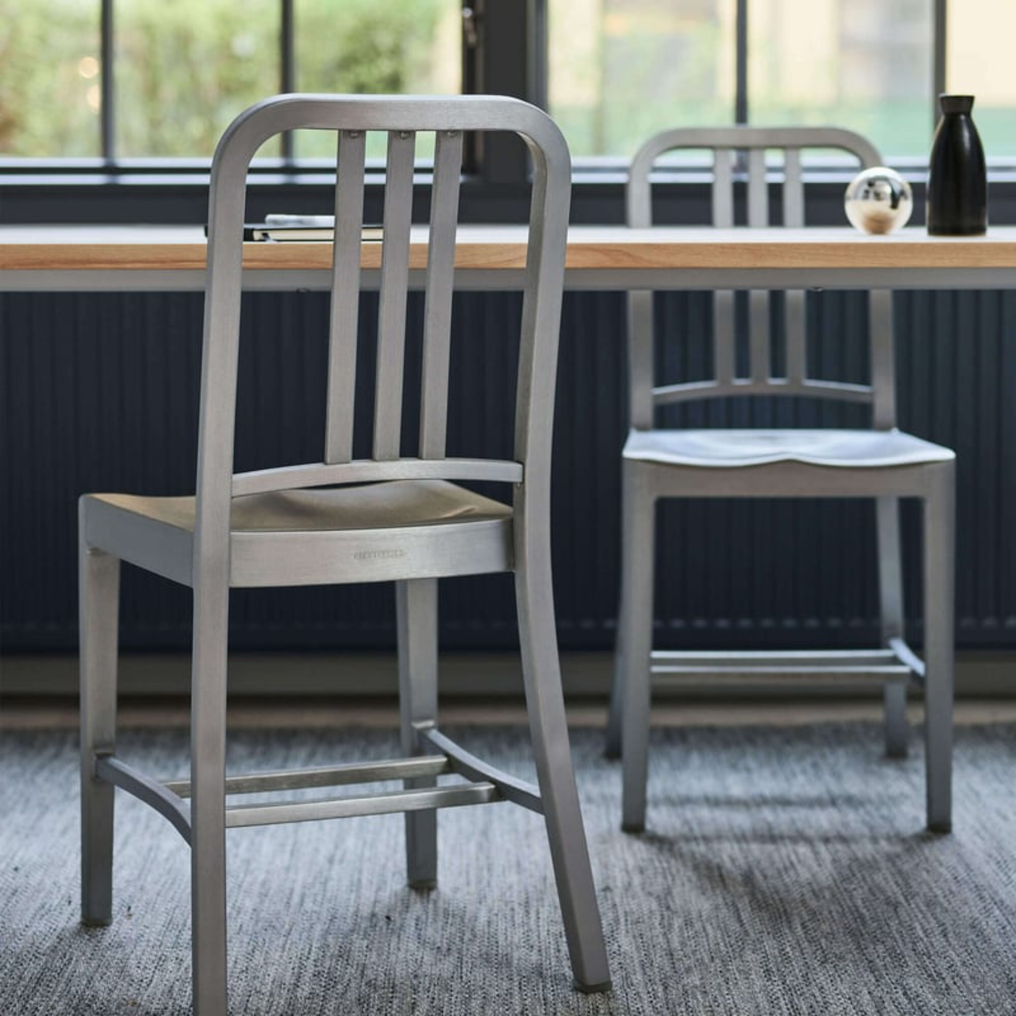 1006 Navy Chair - Hand-brushed