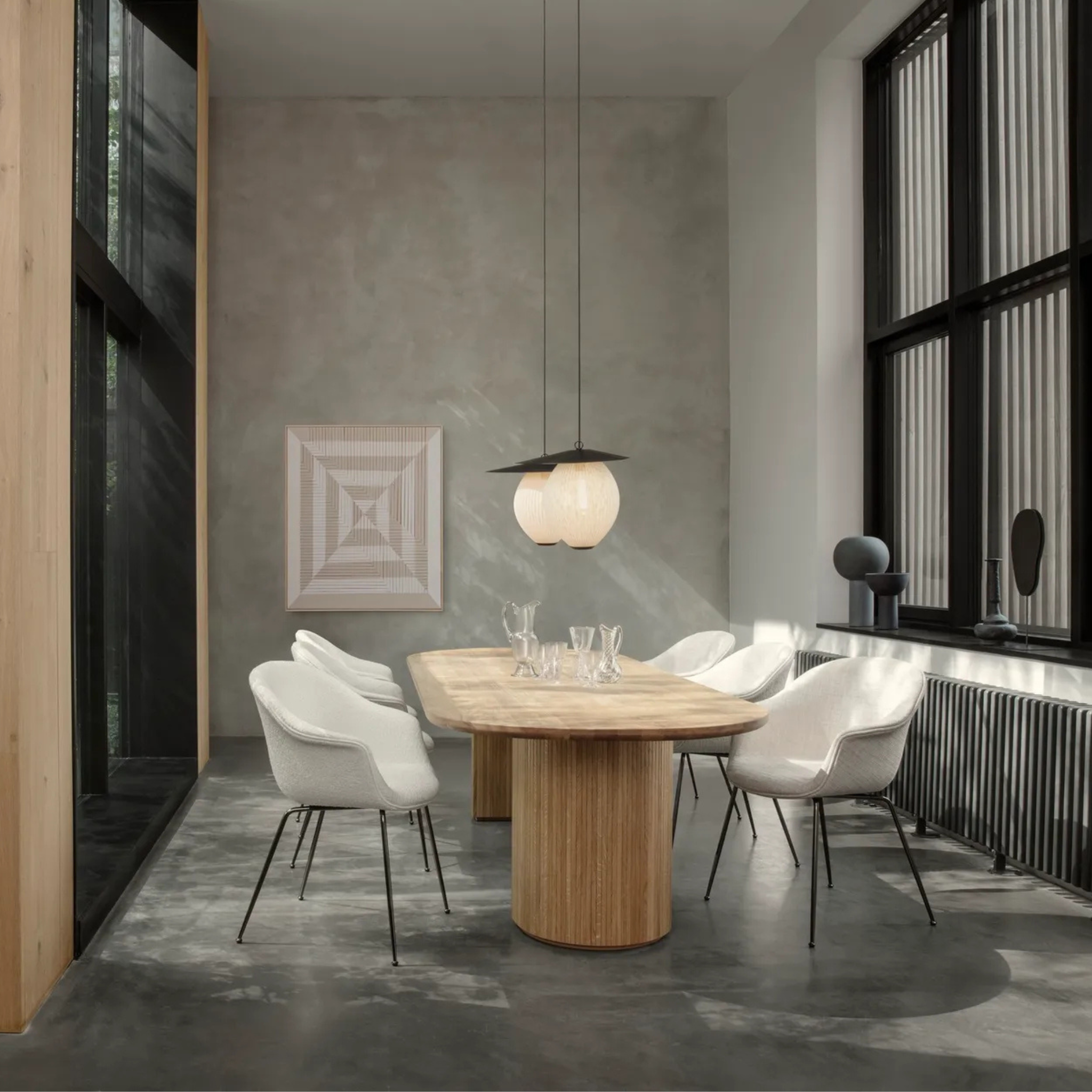 Bat Dining Chair/Full Upholstered /Black chrome/Dedar Sunday 016 (Damage)