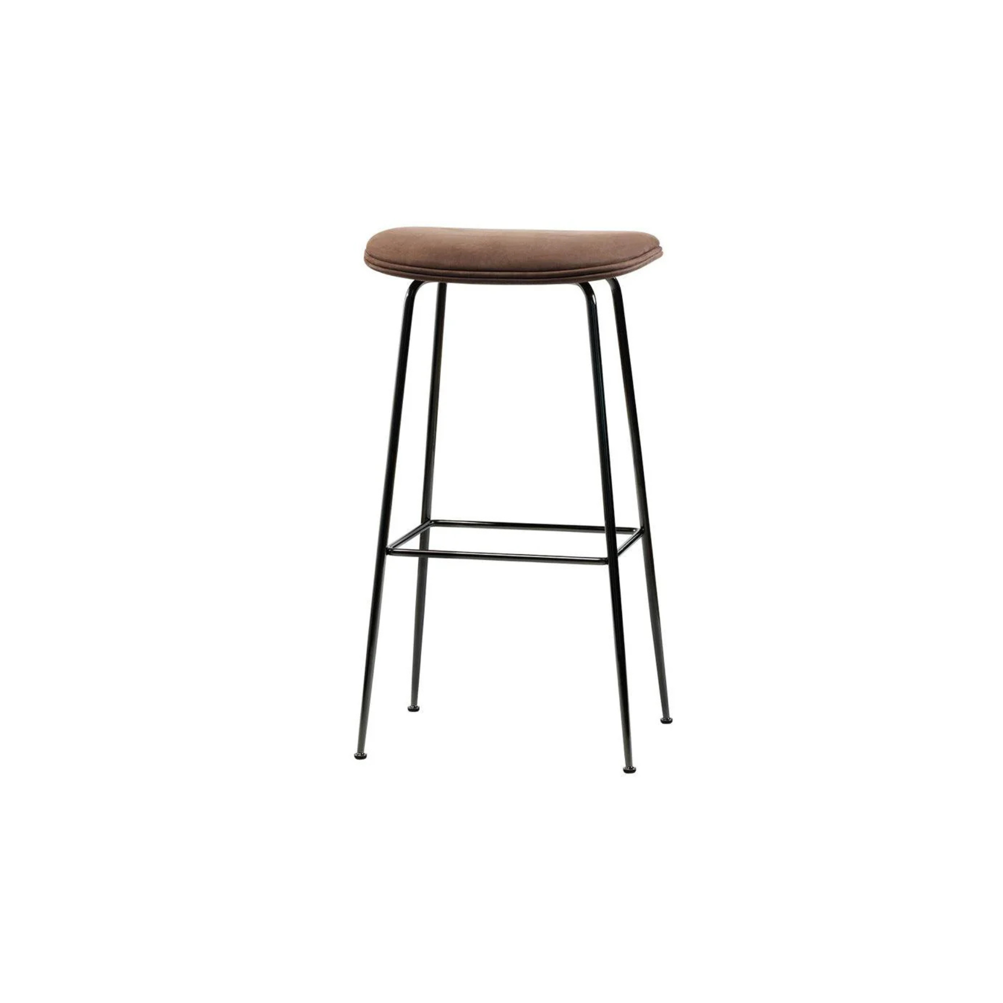 Beetle Counter Stool - Black -Fully Upholstered- Leather Dunes Rust