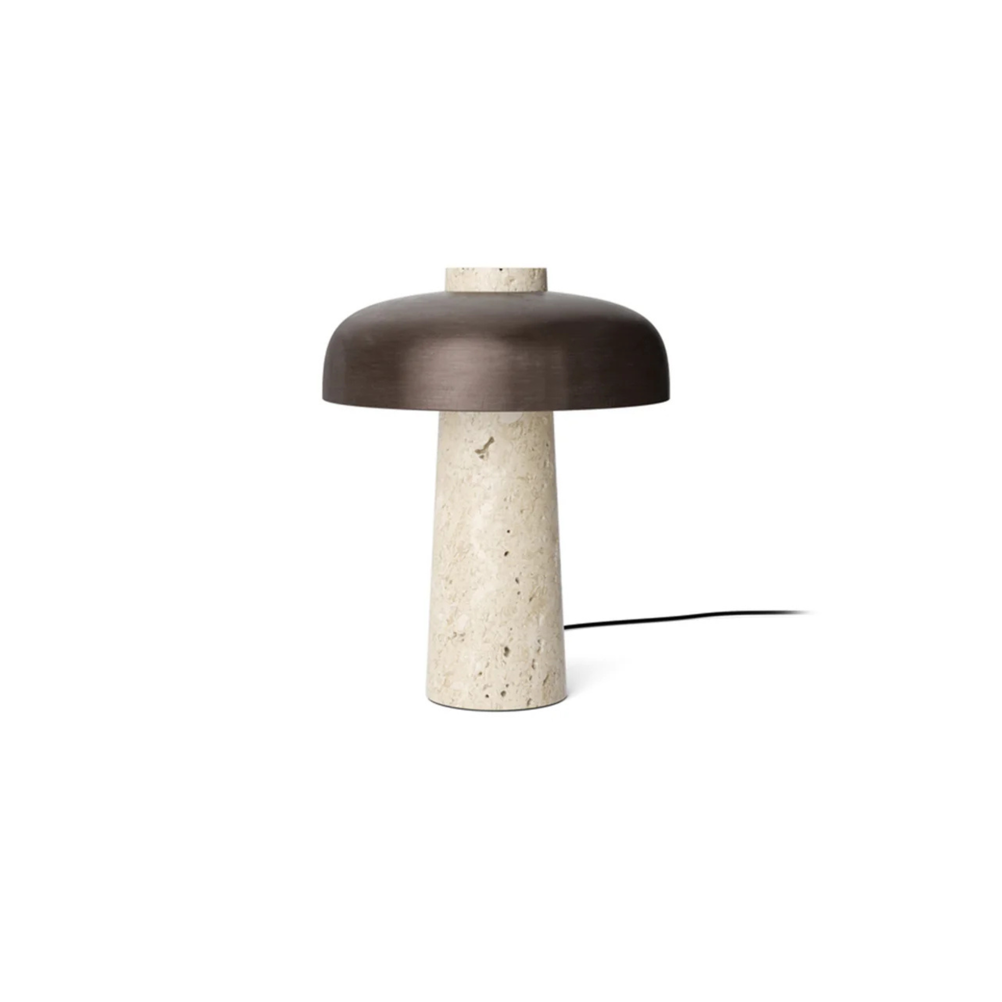 Reverse Table Lamp / Bronzed brass / Travertine