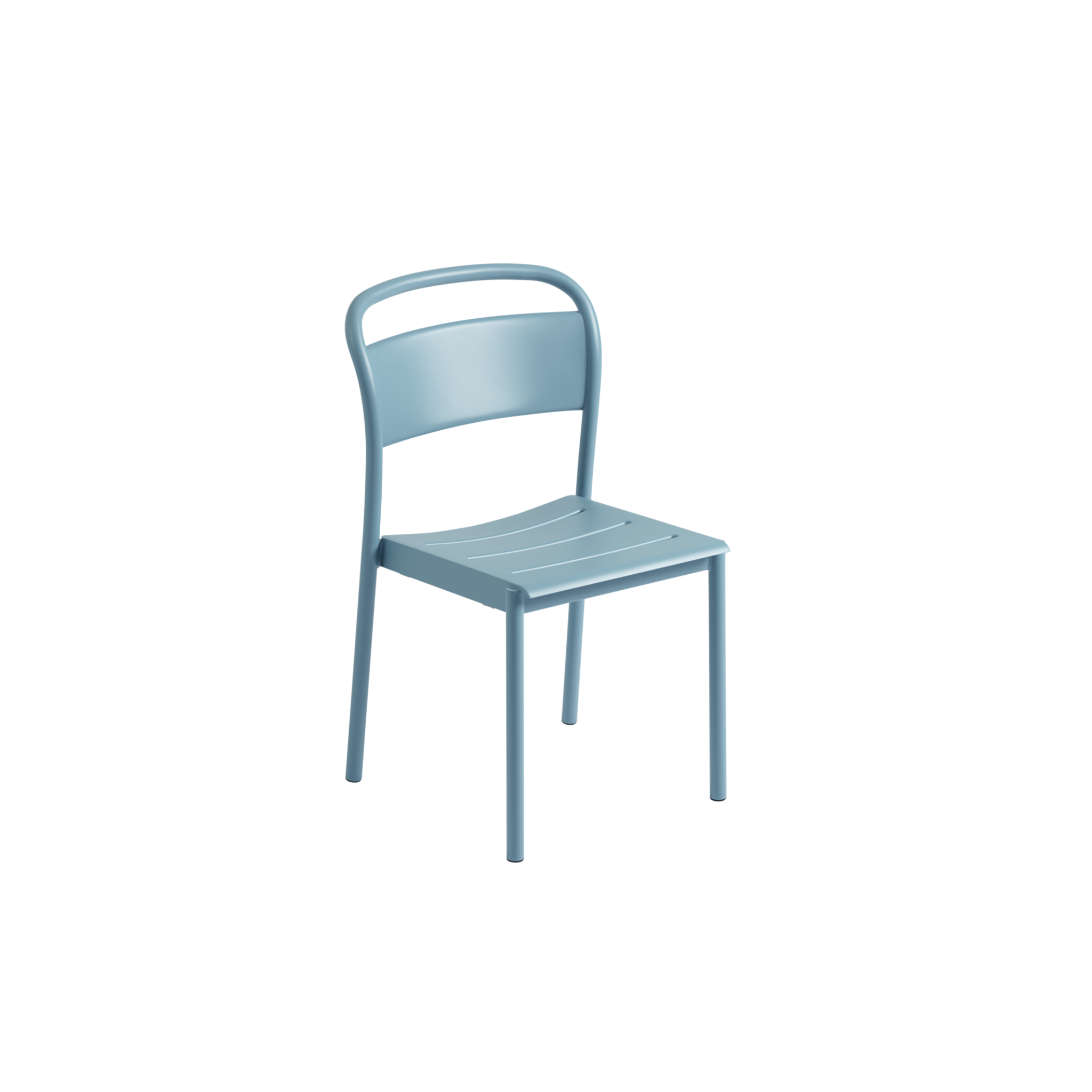 Linear Side Chair/ Pale Blue/ Steel