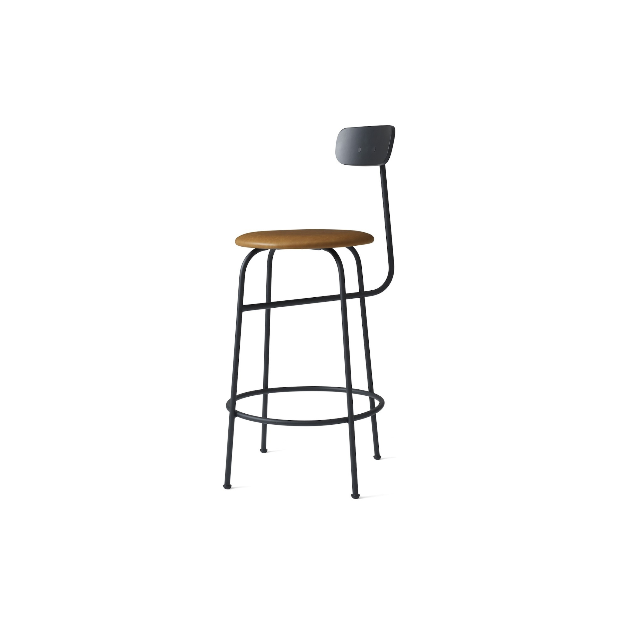 Afteroom Counter Chair - Black base - Leather Dunes 21000 Cognac