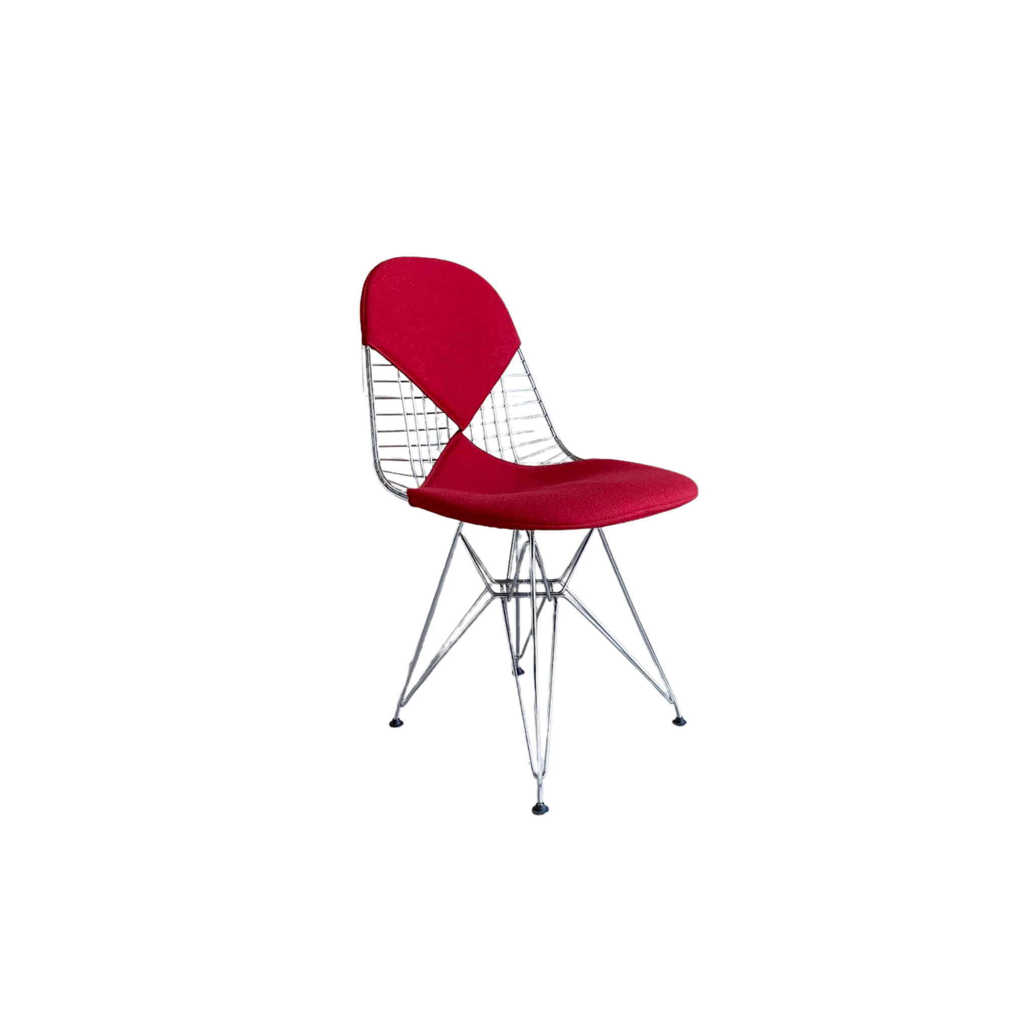 Wire Chair DKR-2 / Seat and Back in Fabric Hopsak - Poppy red