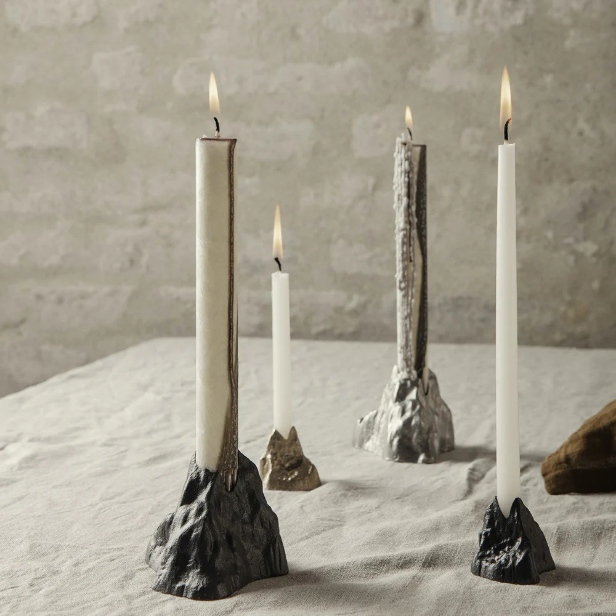 Stone Candle Holder Large/ Aluminum