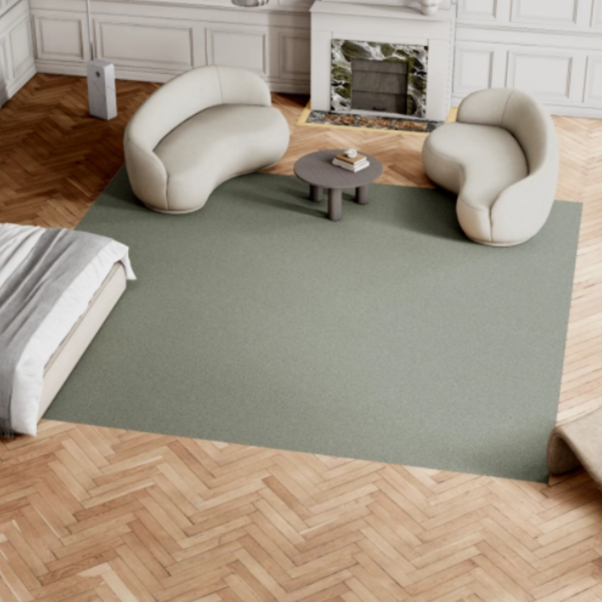 Soft Dreams Lux rug Dia 200 cm / Dust Green